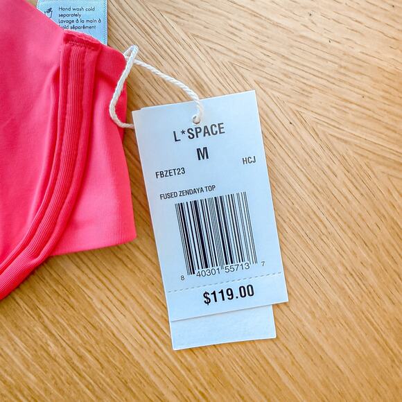 L Space Bikini Top Womens Medium Pink Fused Zendaya Color Block Barbiecore NWT - Picture 4 of 6